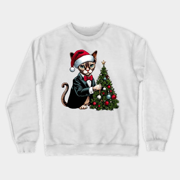 Devon Rex Cat Christmas Crewneck Sweatshirt by Graceful Designs